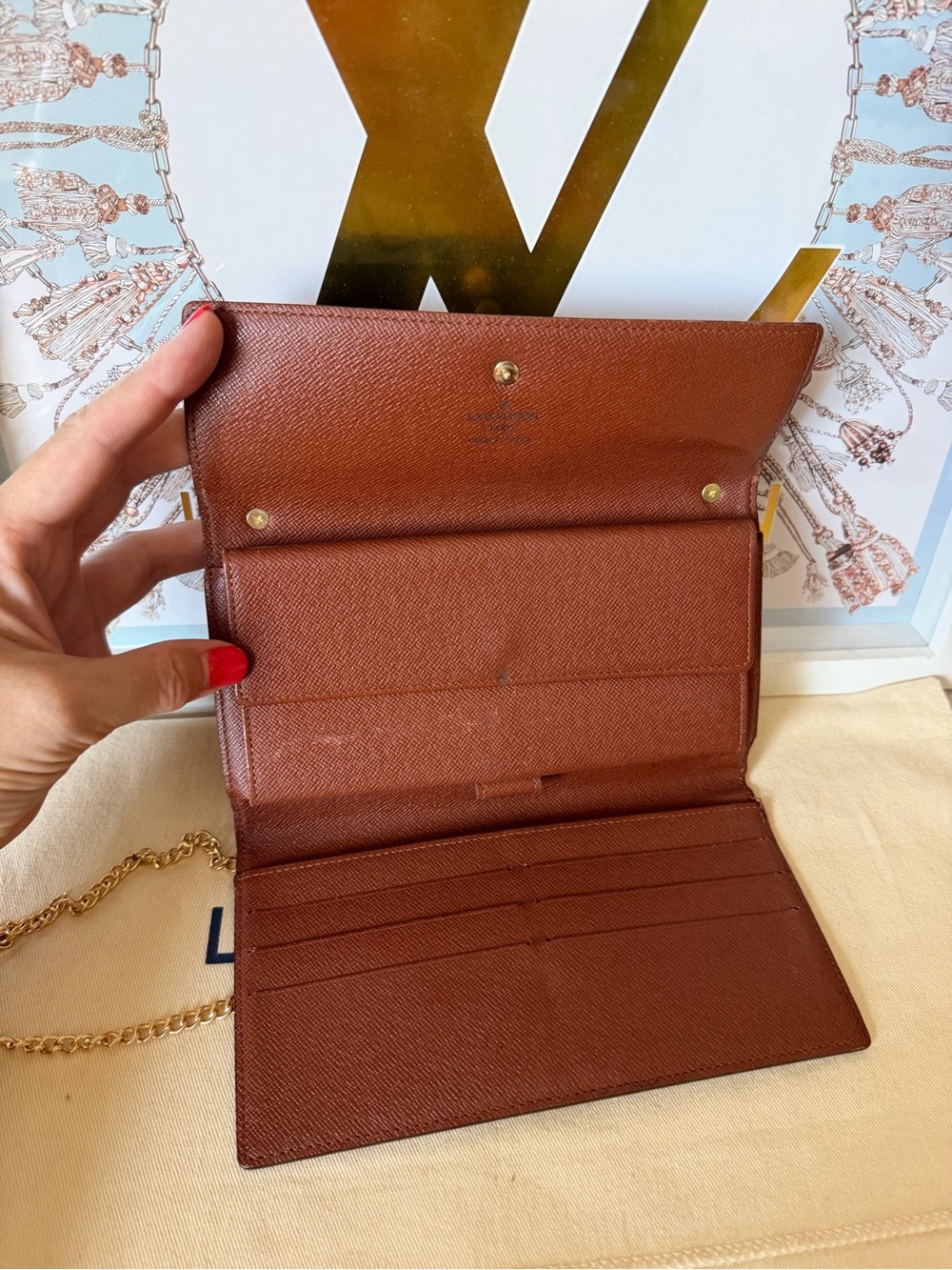 Louis Vuitton Brown Monogram Long Wallet on Chain - Picture 9 of 13